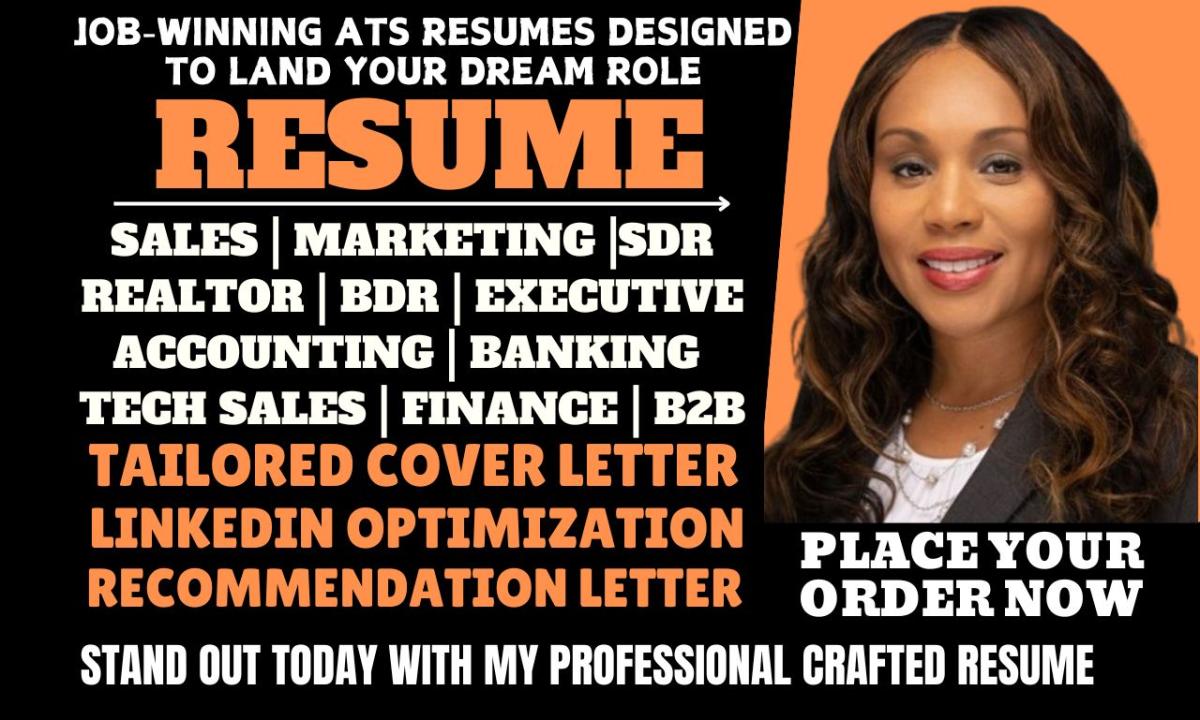 I Will Craft a Professional Resume for Sales, Director, BDR, Finance, Marketing, SDR, E-commerce, and SaaS Roles