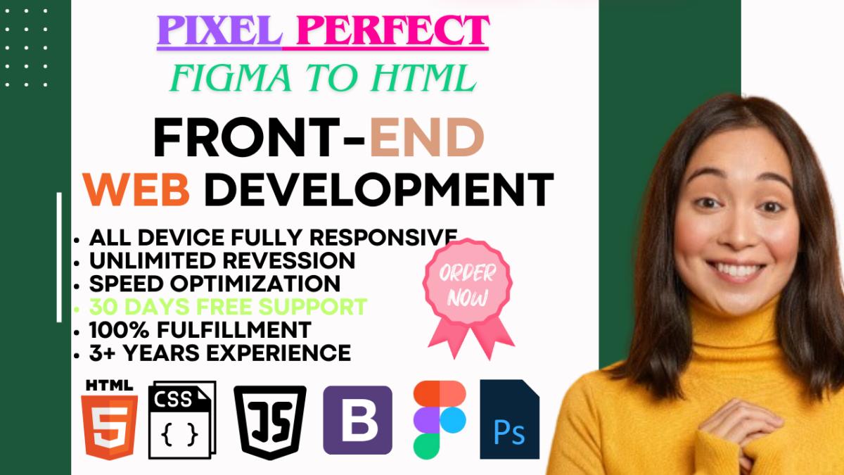 Convert Figma Designs to Pixel Perfect HTML, CSS, and JS Frontend Web Development