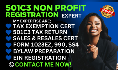 I Will Do 501c3 Non-Profit Registration, 501c3 Reinstatement, Bylaws, and SBA Loan Assistance