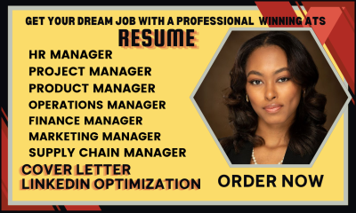 I Will Write Project, Sales, Financial, Operations, Marketing, and HR Managers Resume