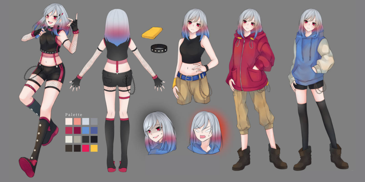 I Will Create Your Anime Art Style Reference Character Sheet for Live2D VTuber Model OC