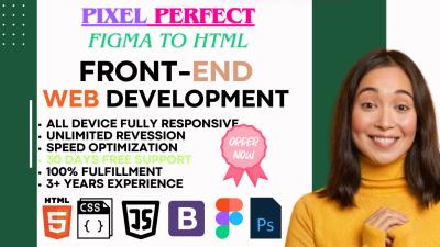 I Will Convert Figma Designs to Pixel Perfect HTML, CSS, and JavaScript Frontend Web Development