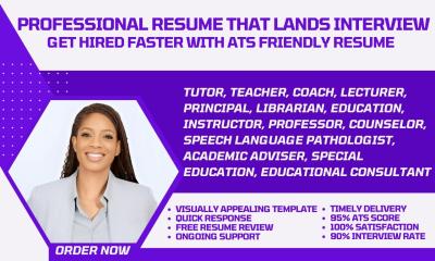 I Will Craft an Impressive Education Resume for Teachers, Professors, and Lecturers