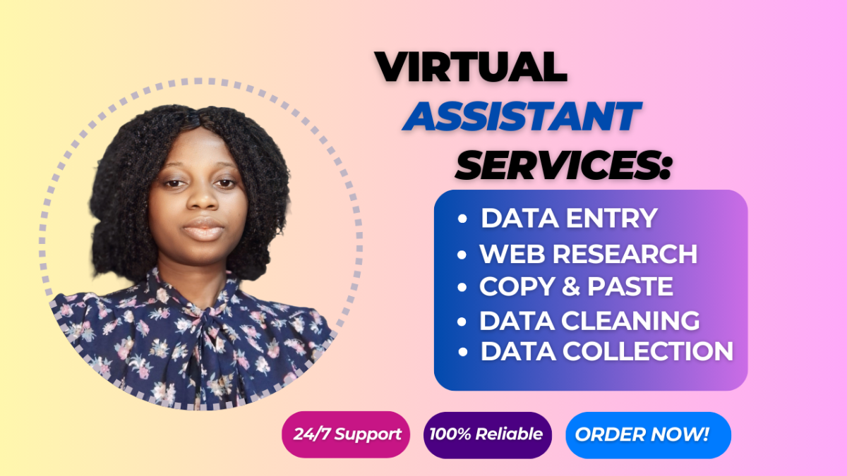 I Will Be Your Virtual Assistant for Data Entry and Research