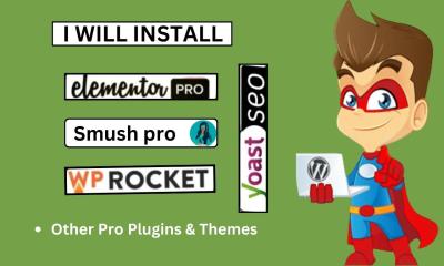 I Will Install Elementor Pro, Smush Pro, WP Rocket, and Yoast SEO Premium WordPress Plugins