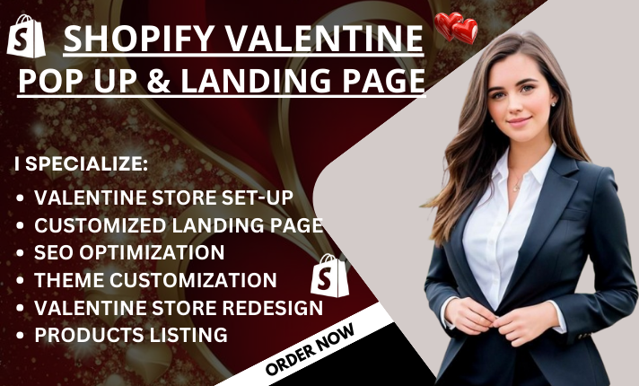 I Will Design an Upsell and Cross-Sell Romantic Gift Store Valentine Popup Landing Page