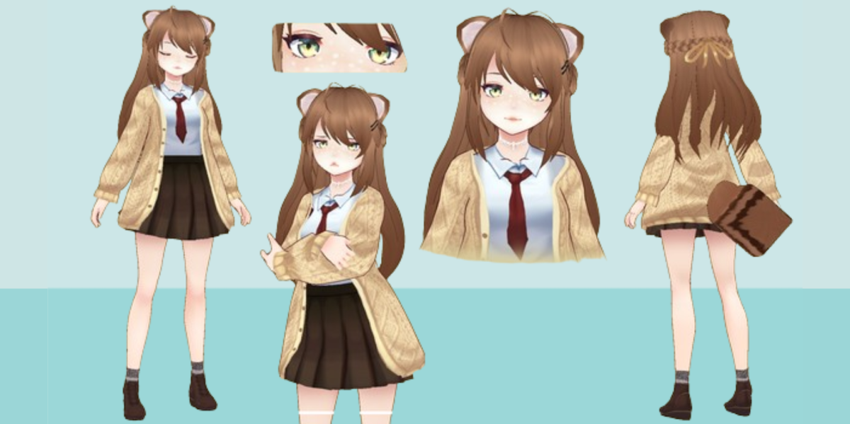 I Will Create Your Anime Art Style Reference Character Sheet for Live2D VTuber Model OC