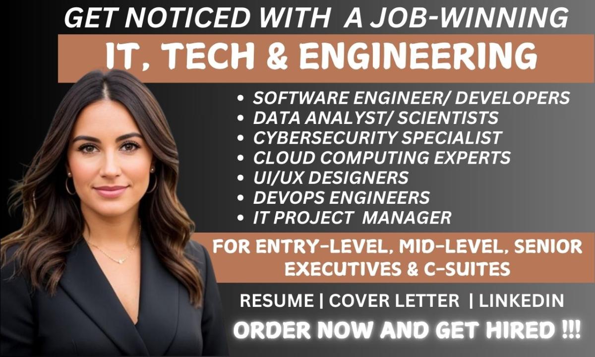 I Will Write a Software Engineer, Executive, Tech, IT, UI/UX, Marketing, FAANG Resume