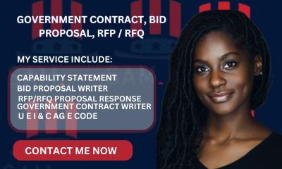 I Will Write Winning Government Contract Proposals, Bid Proposals, RFPs, and Conduct Contract Research