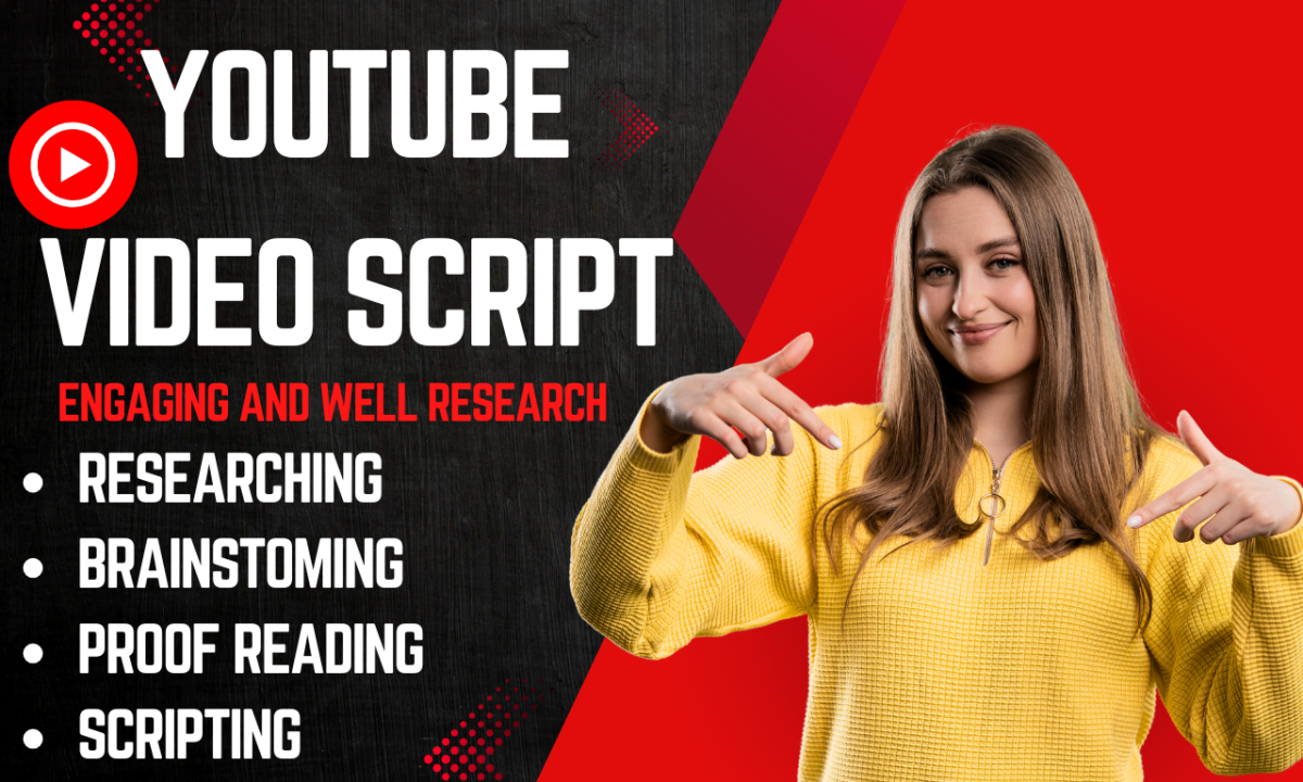 I Will Write Engaging and Creative YouTube Script Writing for Video