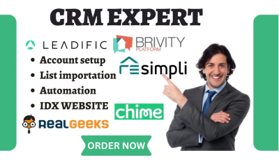 I Will Setup Resimpli, Leadific, Brivity, Real Geeks, Chime Real Estate CRM Automation IDX