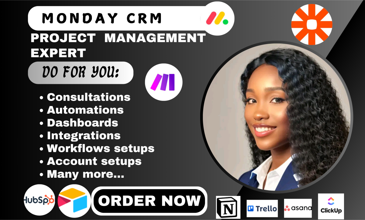 I Will Setup Monday CRM, ClickUp, Asana, Trello, and Notion Template CRM