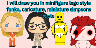 I Will Draw You in Lego Style Funko Caricature Character Portrait