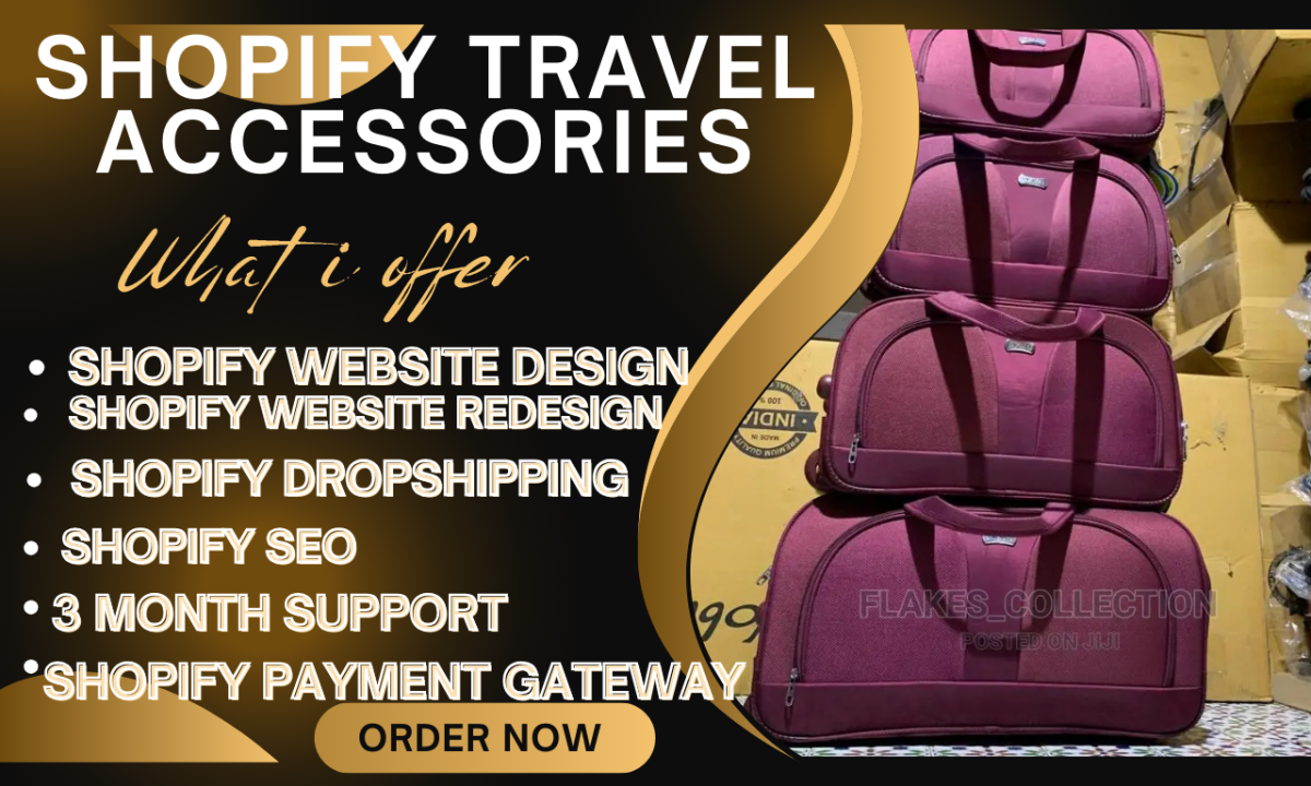 I Will Set Up Your Shopify Travel Accessories Dropshipping Store and Shopify Travel Bags Website