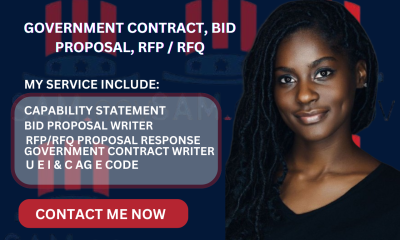 I will proposal writing government contract proposal bid proposal rfp contract research