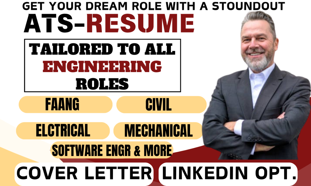 I Will Write Mechanical, Biomedical, FAANG, IT, Electrical, and Software Engineering Resumes