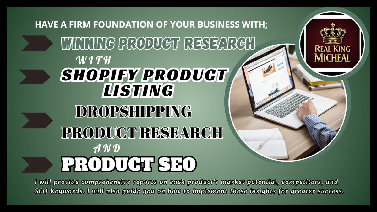 I WILL FIND SHOPIFY DROPSHIPPING WINNING PRODUCT RESEARCH TRENDING PRODUCT SEO LISTING