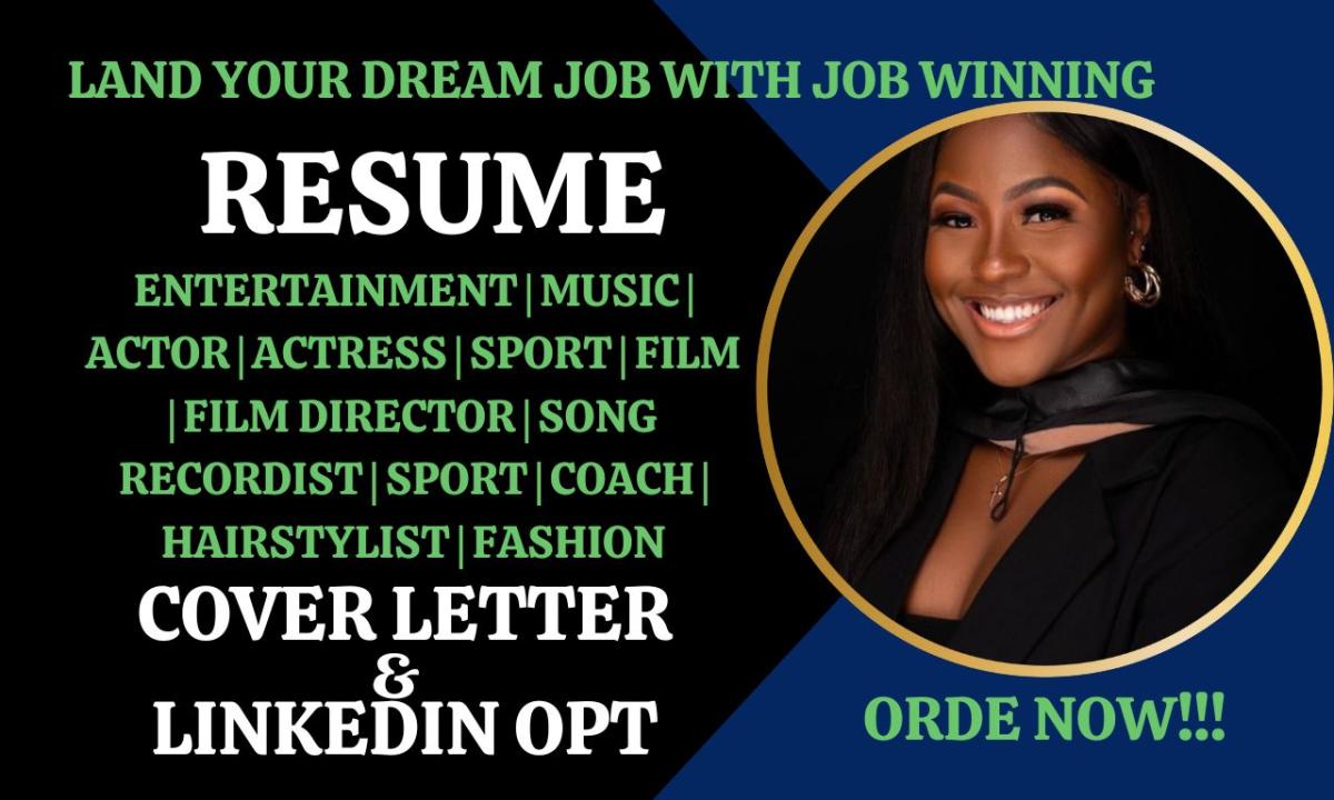 I Will Create Professional Resumes for Artists, Musicians, Video Creators, Hair Stylists, TV Presenters, and Journalists