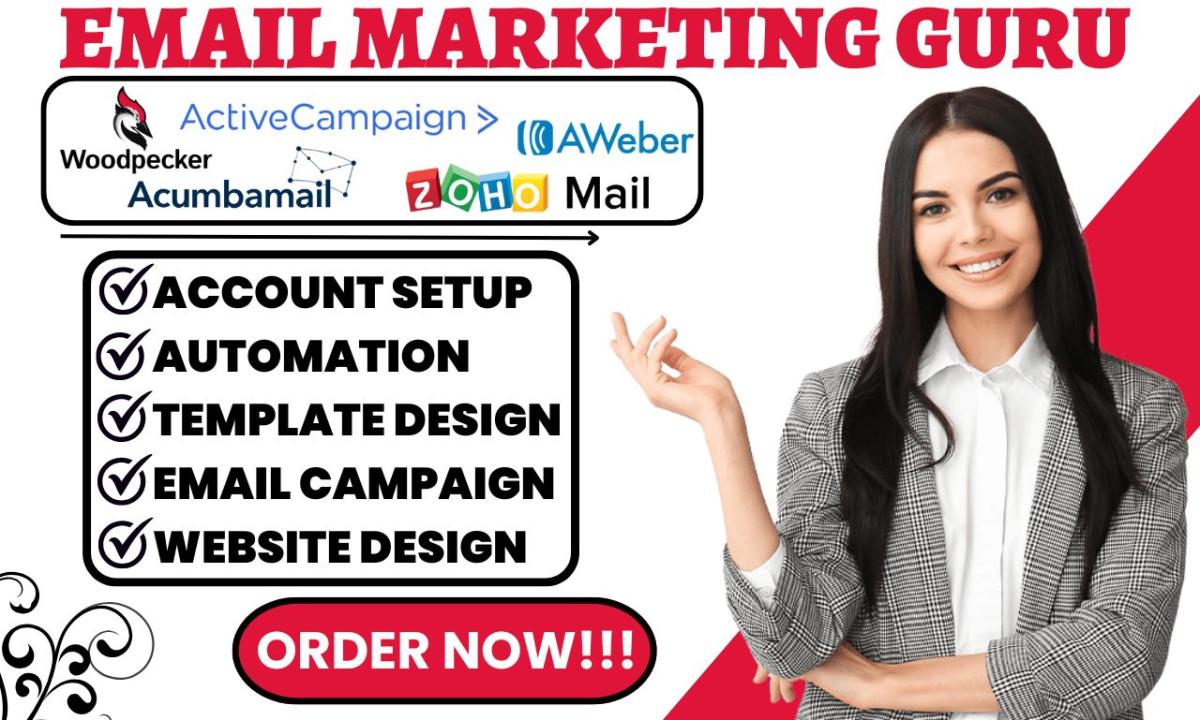 I Will Setup Acumbamail, Woodpecker, Zoho Mail, AWeber, ActiveCampaign, and Mailchimp Workflow