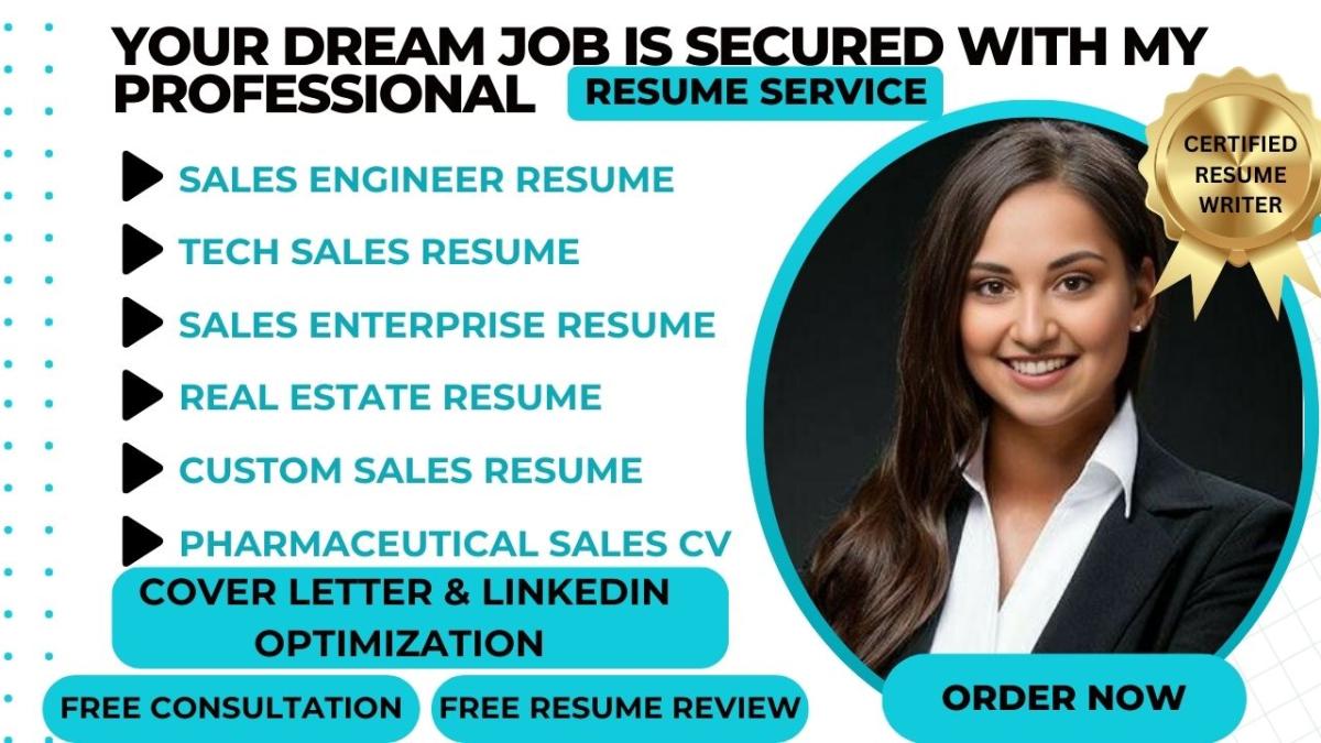 I Will Write a Sales Engineer, Tech Sales, Enterprise, Pharmaceutical Sales Resume