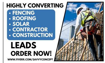 Generate Fencing, Flooring, HVAC, Roofing, Contractor, Solar, and Construction Leads