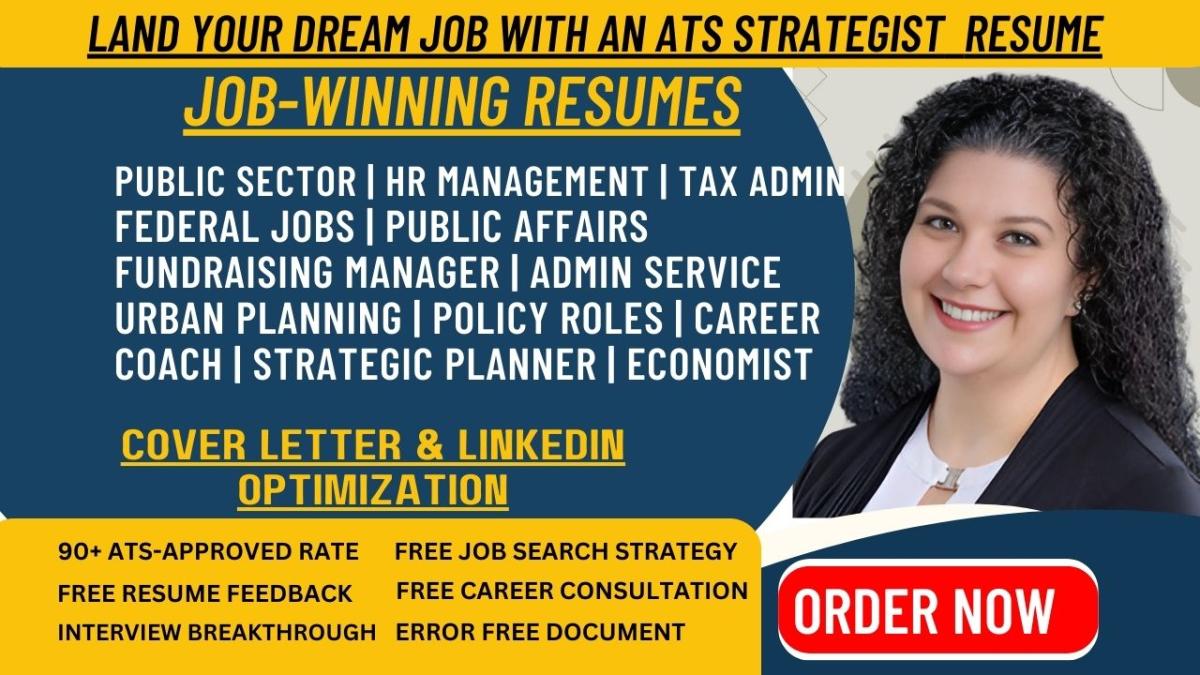 I Will Craft Professional Resumes for Public Sector, Policy Roles, HR Management, and Public Relations