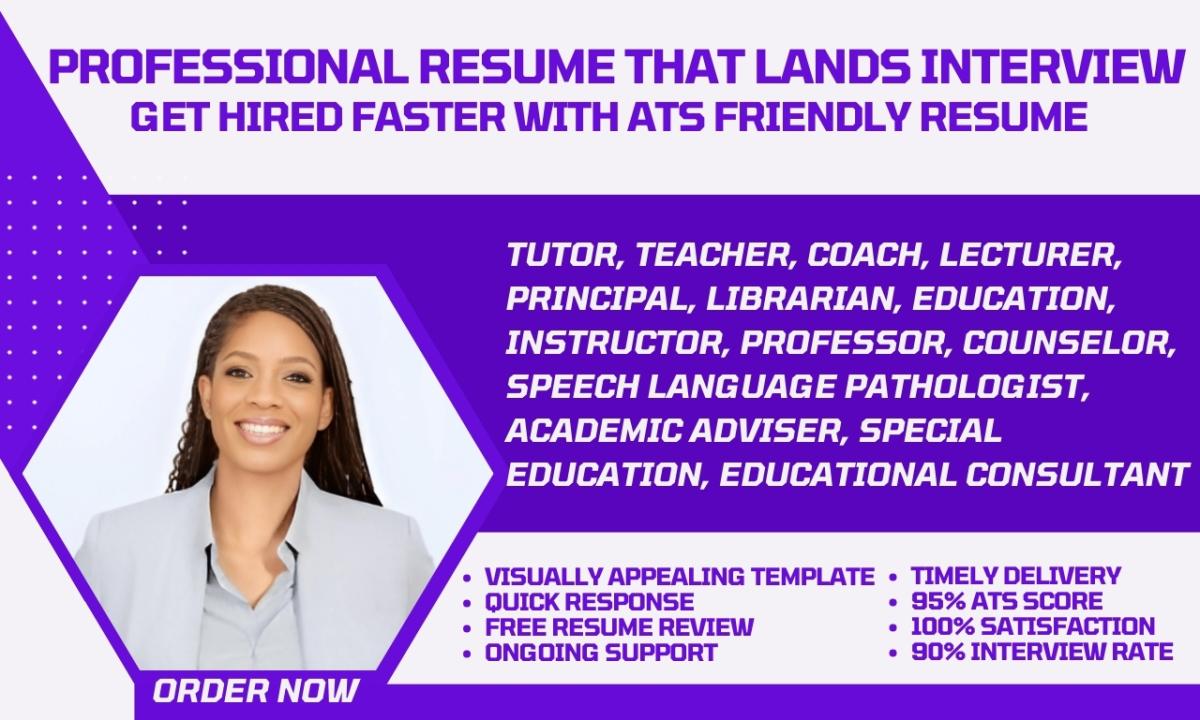 I Will Create a Professional Education Resume for Teachers, Professors, and Lecturers