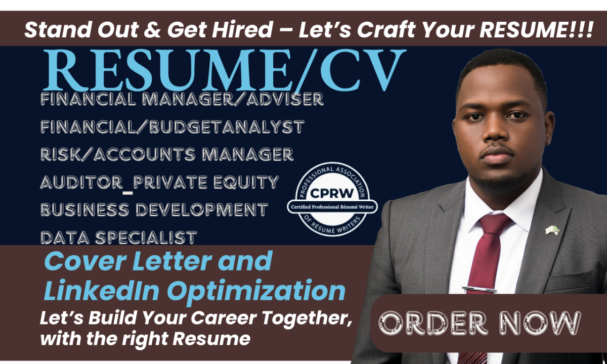 I Will Professionally Write Finance Resumes for Fintech, Auditor, Risk Manager, and Accounting CVs