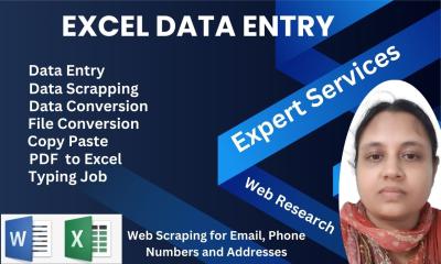 I Will Provide Accurate Data Entry and Web Scraping for Emails, Phone Numbers, and Addresses