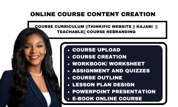 I Will Create Online Course Content, Course Creation, Course Curriculum on Thinkific