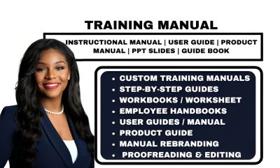 I Will Create and Edit Instruction Training Manuals, Workbooks, Employee Handbooks, and User Guides