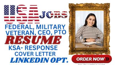 I Will Write Federal, Military, Government, Executive, Veteran, USAJOBS, KSA, IRS Resumes