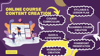 I will create online course content, curriculum, elearning course creation and workbook