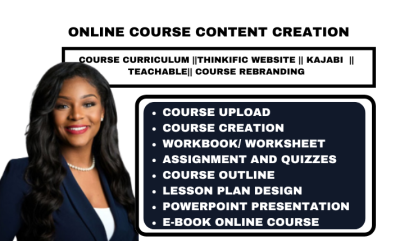 I Will Create Comprehensive Online Course Content, Outlines, Curriculums, PPTs, and Ebooks