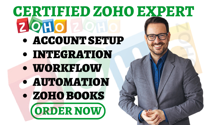 I Will Set Up Zoho Catalyst, Zoho Social, Zoho Recruit, Zoho Desk, and Zoho Books Automation