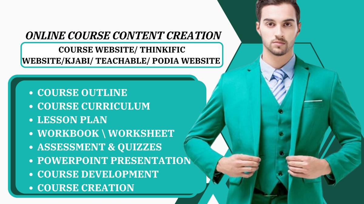 I will create online course content, curriculum, elearning course creation on thinkific