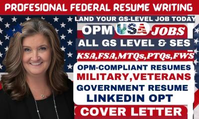 I Will Write Federal Resume for USAJobs, ECQs, MTQs, KSAs, SES, and Executive Resume Service