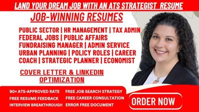 I Will Write Resumes for Public Sector, Policy Roles, HR Management, and Public Relations