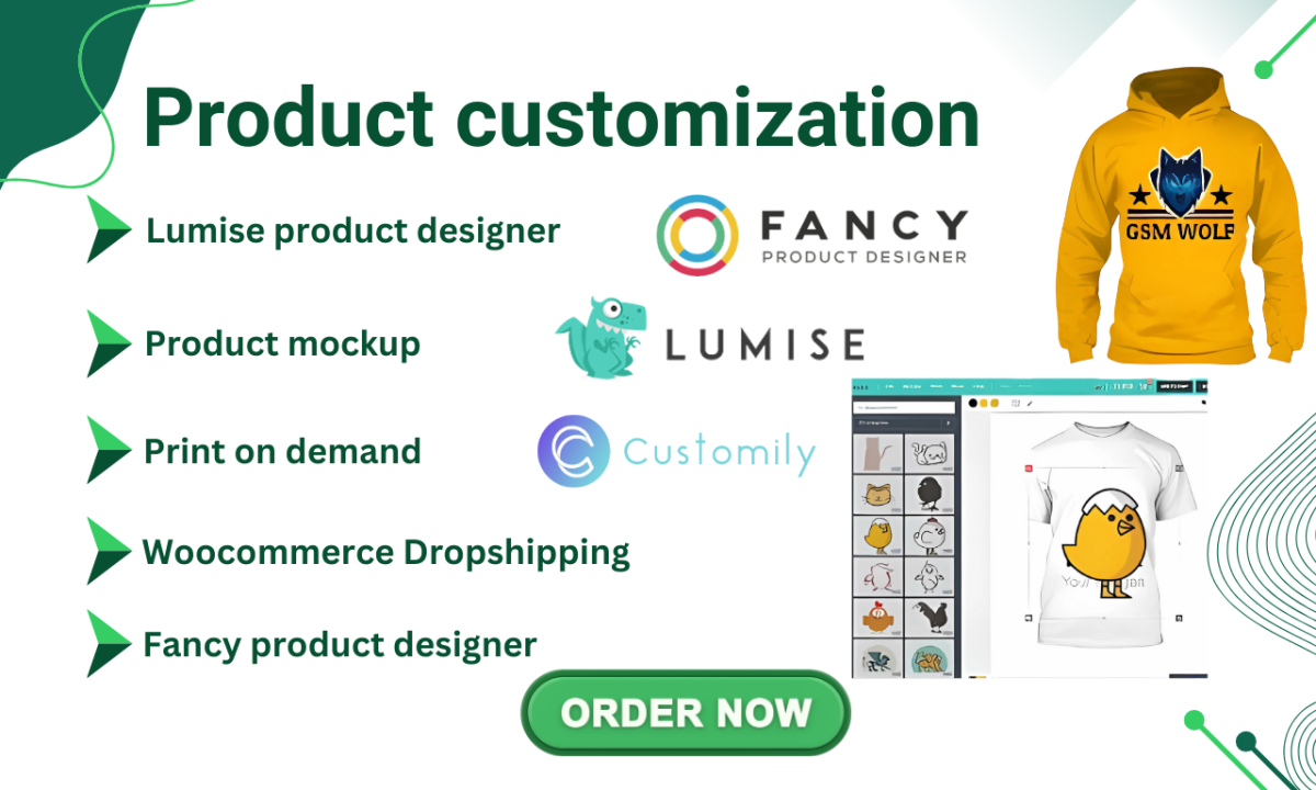 I Will Set Up Product Customization with Lumise, Fancy Product Designer, and WooCommerce Pod