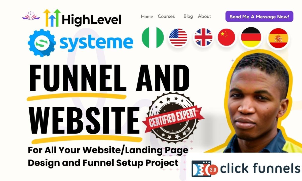 I Will Redesign Your Click Funnel Sales Funnel as a Systeme.io Expert & Go High Level Clone Website