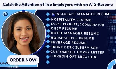 I Will Do Hospitality Resume for Hotel Manager, Receptionist, Event Coordinator, Chef, and Tourism Professionals