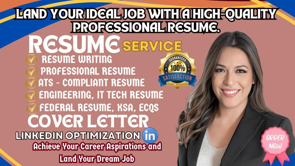 I Will Create a Professional Resume, ATS-Compatible Resume, Cover Letter, LinkedIn Profile, and CV