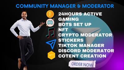 I Will Be Your Telegram & Discord NFT Community Moderator, Admin, Chatters, and Manager