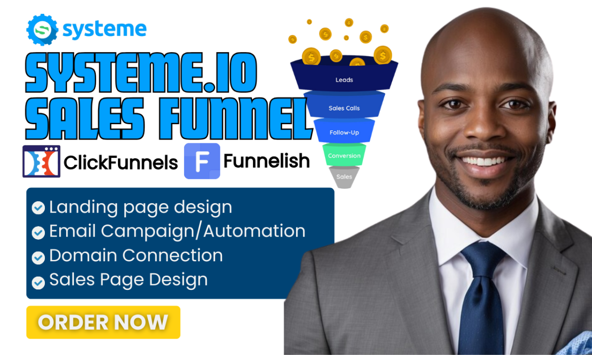 I Will Set Up Systeme.io Sales Funnel, Landing Page, and CRM