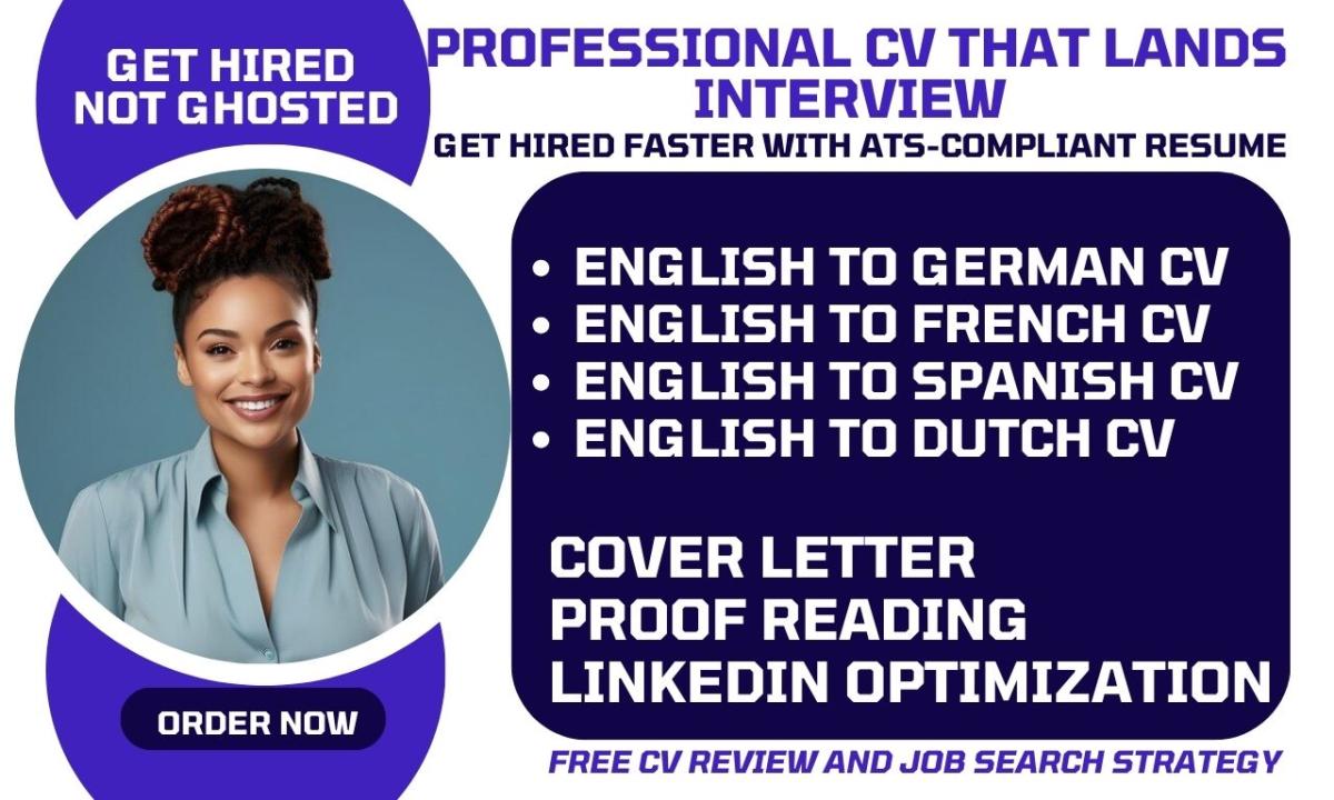 I Will Translate Your CV Between German, French, Spanish, Dutch, and English