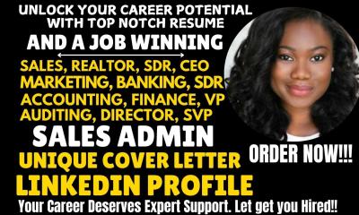 I Will Create a Professional Resume Tailored for Tech Sales, Inside Sales, Finance, Marketing, SDR, SaaS, and B2B