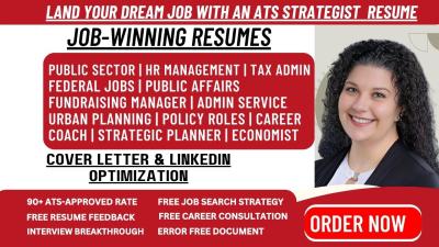 I Will Write Resumes for Public Sector, Policy Roles, HR Management, and Public Relations