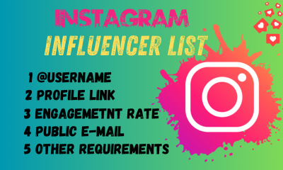 I Will Find and Provide a Targeted Instagram Influencer List for Your Niche