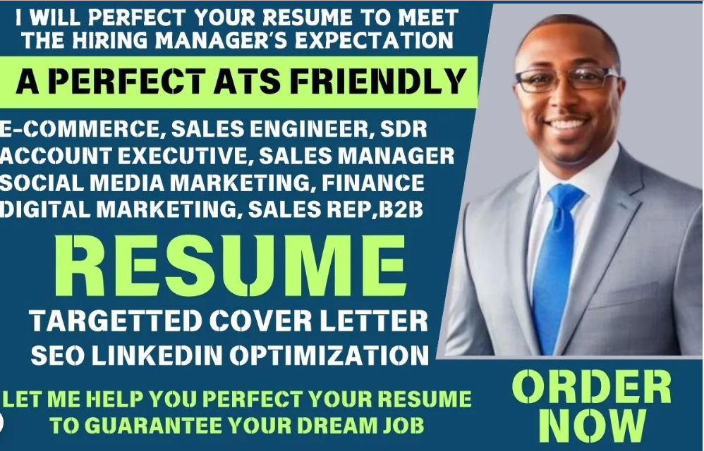 I Will Craft a Professional Resume for Sales, Director, BDR, Finance, Marketing, SDR, E-commerce, and SaaS Roles