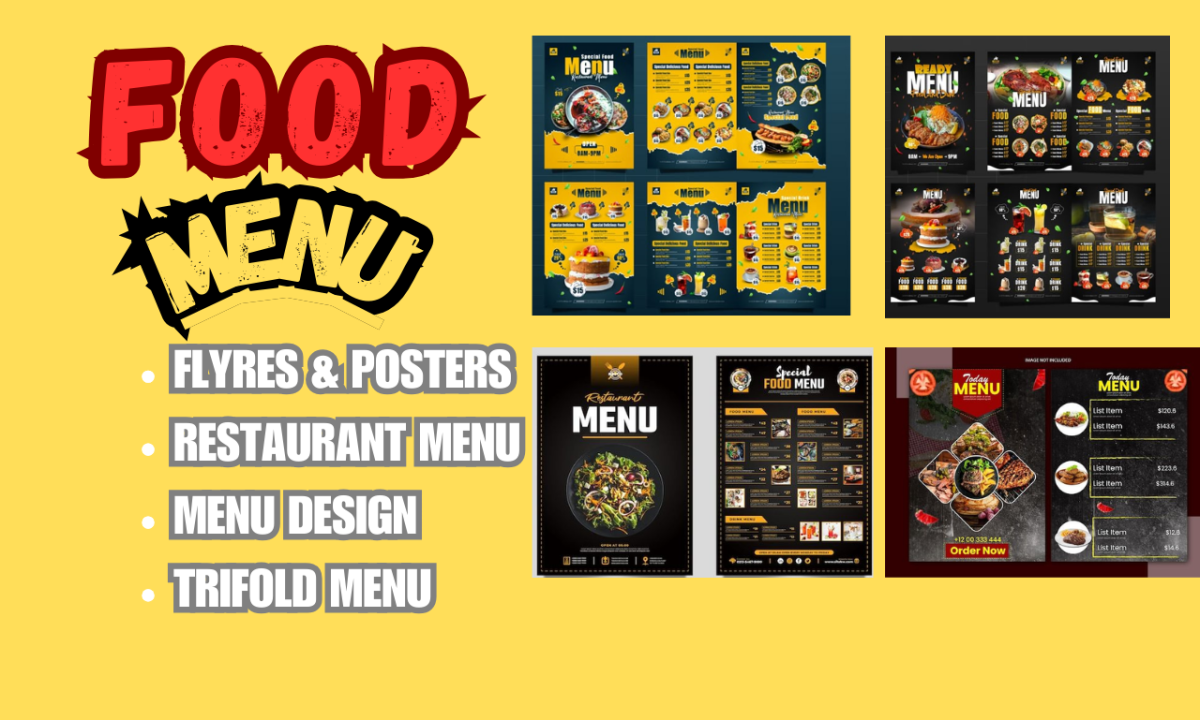 I Will Design Restaurant Menu, Food Menu with Digital Menu Design